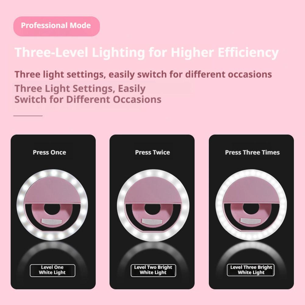 클립형 셀카 링 라이트, 충전식 USB, 3단계 밝기  - Photography Lighting Description 리뷰 및 가격