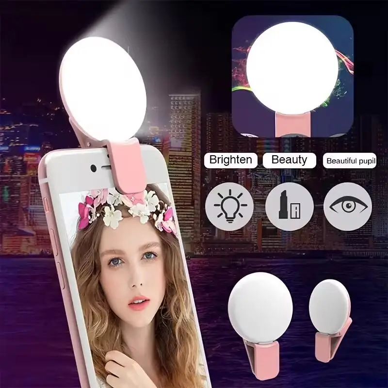 휴대용 미니 셀카 링 라이트, LED 램프, USB 충 - Photography Lighting Description 리뷰 및 가격