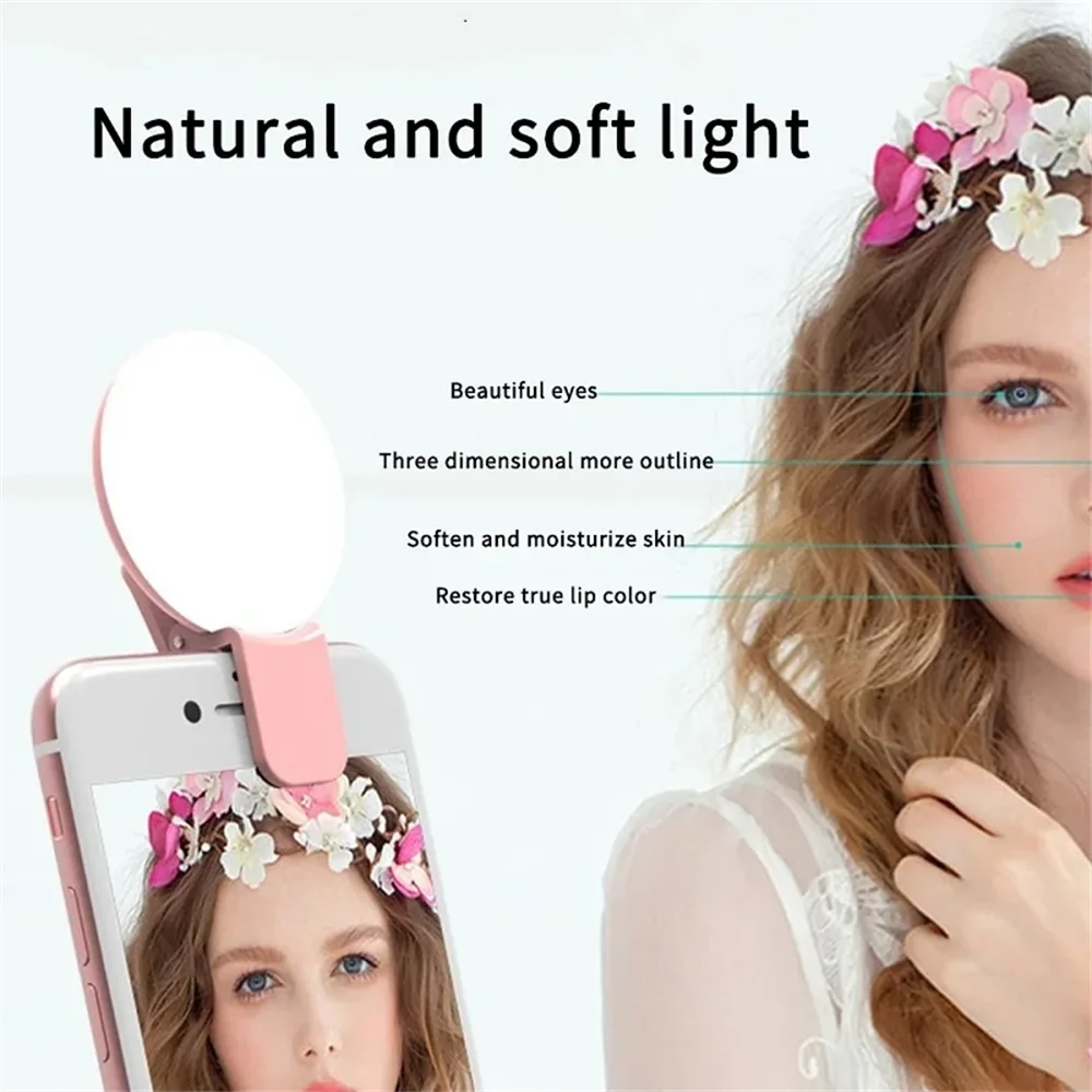 휴대용 미니 셀카 링 라이트, LED 램프, USB 충 - Photography Lighting Description 리뷰 및 가격